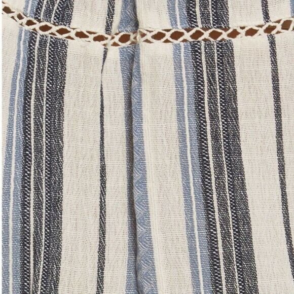 ROXY Anthem 100% Cotton Off-Shoulder Romper Blue Stripe Pattern Sz M - Picture 12 of 13